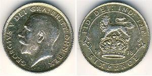 1 Sixpence / 6 Penny Vereinigtes Königreich von Großbritannien und Irland (1801-1922) Silber George V (1865-1936)