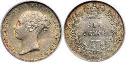1 Sixpence / 6 Penny Vereinigtes Königreich von Großbritannien und Irland (1801-1922) Silber Victoria (1819 - 1901)