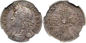 1 Sixpence / 6 Penny Kingdom of England (927-1649,1660-1707) Silver James II (1633-1701)