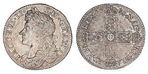 1 Sixpence / 6 Penny Kingdom of England (927-1649,1660-1707) Silver James II (1633-1701)