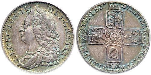 1 Sixpence / 6 Penny Kingdom of Great Britain (1707-1801) Silver George II (1683-1760)