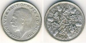 1 Sixpence / 6 Penny United Kingdom (1922-) Silver George V of the United Kingdom (1865-1936)