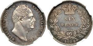 1 Sixpence / 6 Penny United Kingdom of Great Britain and Ireland (1801-1922) Silver William IV (1765-1837)