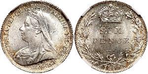 1 Sixpence / 6 Penny United Kingdom of Great Britain and Ireland (1801-1922) Silver Victoria (1819 - 1901)