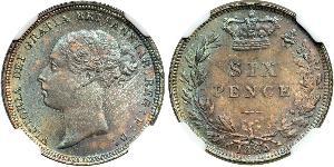 1 Sixpence / 6 Penny United Kingdom of Great Britain and Ireland (1801-1922) Silver Victoria (1819 - 1901)