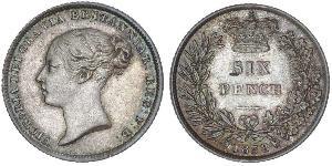1 Sixpence / 6 Penny United Kingdom of Great Britain and Ireland (1801-1922) Silver Victoria (1819 - 1901)