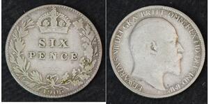 1 Sixpence / 6 Penny United Kingdom of Great Britain and Ireland (1801-1922) Silver Edward VII (1841-1910)