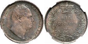1 Sixpence / 6 Penny United Kingdom of Great Britain and Ireland (1801-1922) Silver William IV (1765-1837)