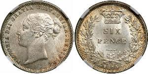1 Sixpence / 6 Penny United Kingdom of Great Britain and Ireland (1801-1922) Silver Victoria (1819 - 1901)
