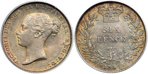 1 Sixpence / 6 Penny United Kingdom of Great Britain and Ireland (1801-1922) Silver Victoria (1819 - 1901)
