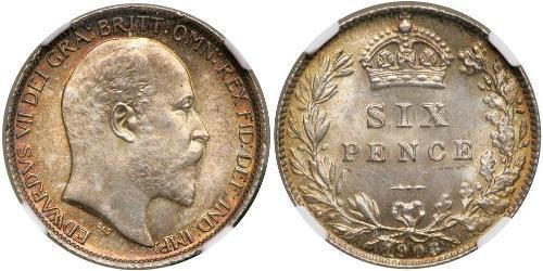 1 Sixpence / 6 Penny United Kingdom of Great Britain and Ireland (1801-1922) Silver Edward VII (1841-1910)
