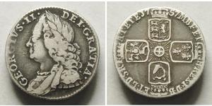 1 Sixpence / 6 Penny 大不列顛王國 (1707 - 1800) 銀 乔治二世 (大不列颠) (1683 - 1760)