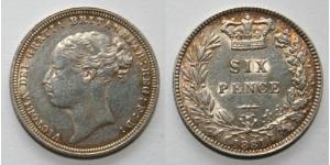 1 Sixpence / 6 Penny 大不列颠及爱尔兰联合王国 (1801 - 1922) 銀 维多利亚 (英国君主)