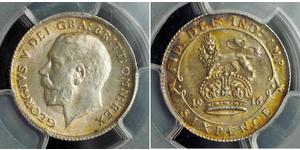 1 Sixpence / 6 Penny 大不列颠及爱尔兰联合王国 (1801 - 1922) 銀 乔治五世  (1865-1936)