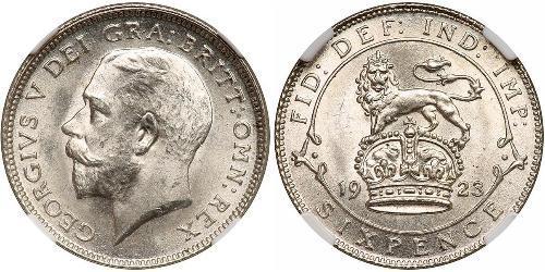 1 Sixpence / 6 Penny 大不列颠及爱尔兰联合王国 (1801 - 1922) 銀 乔治五世  (1865-1936)