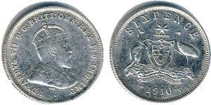 1 Sixpence / 6 Penny 澳大利亚 銀 爱德华七世 (1841-1910)