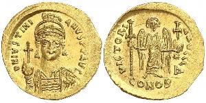 1 Solidus Byzantine Empire (330-1453) Gold Justinian I (482-565)