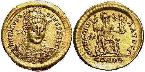 1 Solidus Imperio bizantino (330-1453) Oro Teodosio II (401-450)