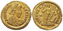 1 Solidus Imperio romano de Occidente (285-476) Oro Honorio (384-423)