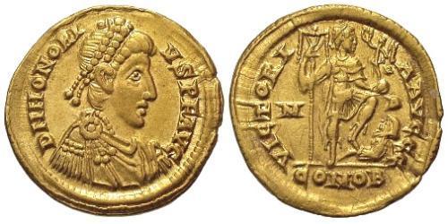 1 Solidus Imperio romano de Occidente (285-476) Oro Honorio (384-423)