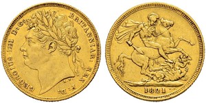 1 Sovereign Vereinigtes Königreich von Großbritannien und Irland (1801-1922) Gold Georg IV (1762-1830)
