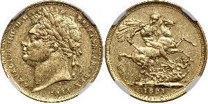 1 Sovereign Vereinigtes Königreich von Großbritannien und Irland (1801-1922) Gold Georg IV (1762-1830)