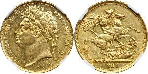 1 Sovereign Vereinigtes Königreich von Großbritannien und Irland (1801-1922) Gold Georg IV (1762-1830)