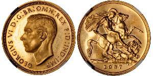 1 Sovereign Regno Unito (1922-) Oro Giorgio VI (1895-1952)