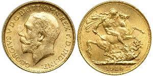 1 Sovereign 大不列颠及爱尔兰联合王国 (1801 - 1922) 金 乔治五世  (1865-1936)
