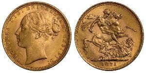 1 Sovereign 大不列颠及爱尔兰联合王国 (1801 - 1922) 金 维多利亚 (英国君主)