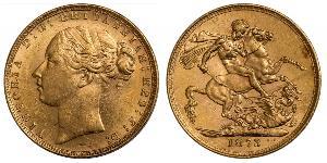 1 Sovereign 大不列颠及爱尔兰联合王国 (1801 - 1922) 金 维多利亚 (英国君主)