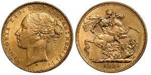 1 Sovereign 大不列颠及爱尔兰联合王国 (1801 - 1922) 金 维多利亚 (英国君主)