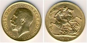 1 Sovereign 大不列颠及爱尔兰联合王国 (1801 - 1922) 金 乔治五世  (1865-1936)