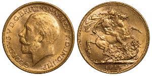 1 Sovereign 大不列颠及爱尔兰联合王国 (1801 - 1922) 金 乔治五世  (1865-1936)