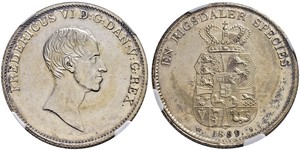 1 Speciedaler Dinamarca Plata Federico VI de Dinamarca (1768 -1839)