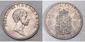 1 Speciedaler Дания Серебро Фредерик VI, король Дании (1768 -1839)