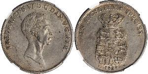1 Speciedaler Данія Срібло Фредерик VI, король Данії (1768 -1839)