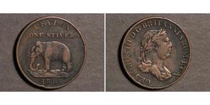 1 Stiver Sri Lanka (1948 - ) / Reino Unido de Gran Bretaña e Irlanda (1801-1922) Cobre Jorge III (1738-1820)