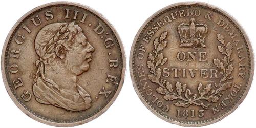 1 Stiver Vereinigtes Königreich von Großbritannien und Irland (1801-1922) Kupfer Georg III (1738-1820)