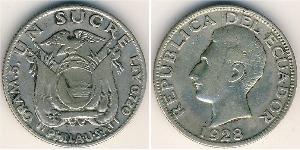 1 Sucre Ecuador (1830 - ) Silver Antonio José de Sucre (1795 - 1830)