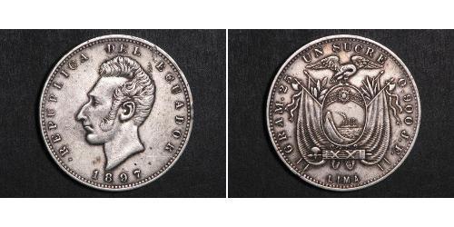 1 Sucre Ecuador (1830 - ) Silver Antonio José de Sucre (1795 - 1830)