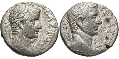 1 Tetradracma Imperio romano (27BC-395) Plata Tiberio Claudio Nerón (42 BC-37)