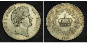 1 Thaler Royaume de Bavière (1806 - 1918) Argent Louis Ier de Bavière(1786 – 1868)