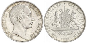 1 Thaler Royaume de Bavière (1806 - 1918) Argent Maximilien II de Bavière(1811 - 1864)