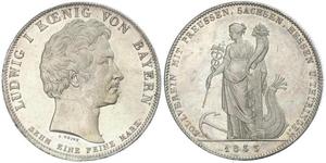 1 Thaler Royaume de Bavière (1806 - 1918) Argent Louis Ier de Bavière(1786 – 1868)