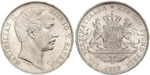 1 Thaler Royaume de Bavière (1806 - 1918) Argent Maximilien II de Bavière(1811 - 1864)