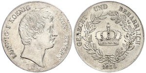 1 Thaler Royaume de Bavière (1806 - 1918) Argent Louis Ier de Bavière(1786 – 1868)