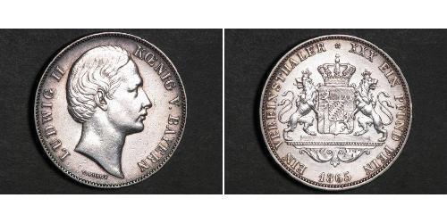 1 Thaler Royaume de Bavière (1806 - 1918) Argent Louis II de Bavière (1845-1886)(1845 – 1886)