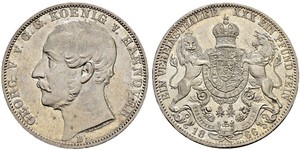 1 Thaler Royaume de Hanovre (1814 - 1866) Argent Georges V de Hanovre (1819 - 1878)