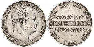 1 Thaler Royaume de Prusse (1701-1918) Argent Frédéric-Guillaume IV de Prusse (1795 - 1861)